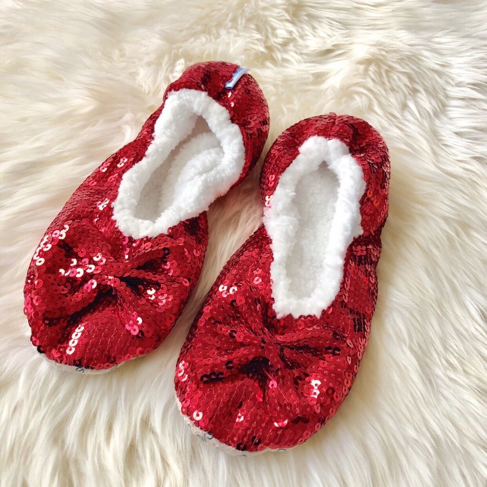 Kids Snoozies! Slippers - Red Bling.
